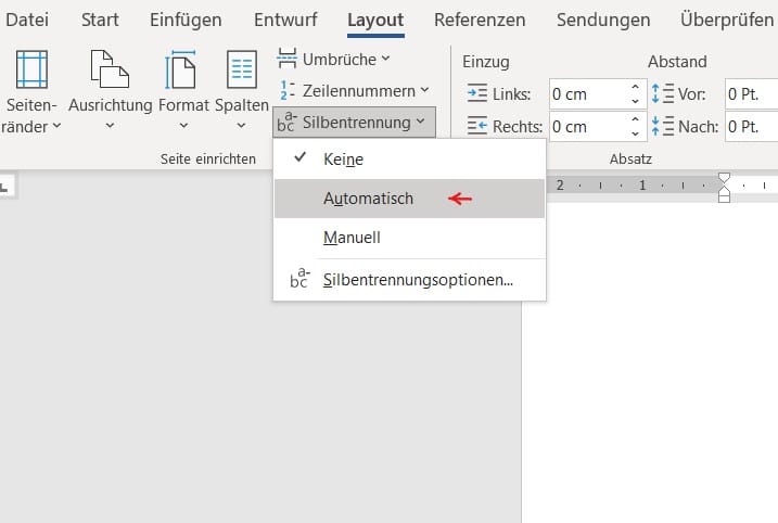 Word Live-Onlinekurs: Wie aktiviert man dauerhaft die Silbentrennung in Word?